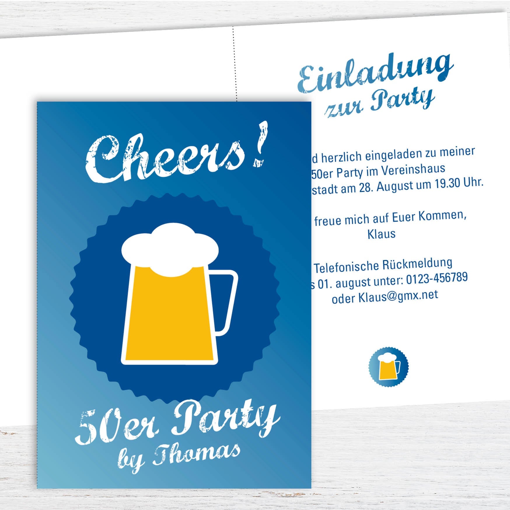 Einladung zum 50. Geburtstag: Cheers Individuelle Einladung